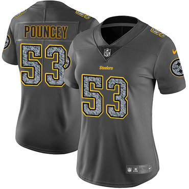 Nike Steelers #53 Maurkice Pouncey Gray Static Women's NFL Vapor Untouchable Game Jersey