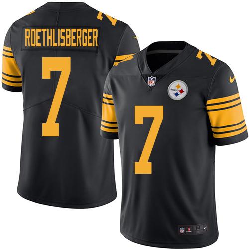 Nike Steelers #7 Ben Roethlisberger Black Men's Stitched NFL Limited Rush Jersey