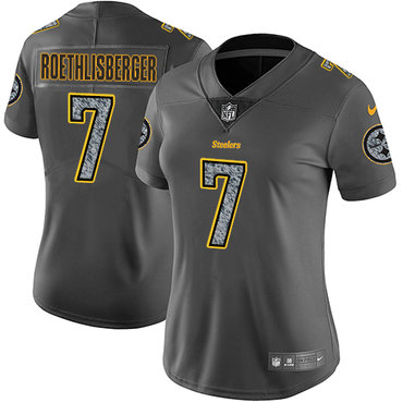 Nike Steelers #7 Ben Roethlisberger Gray Static Women's NFL Vapor Untouchable Game Jersey