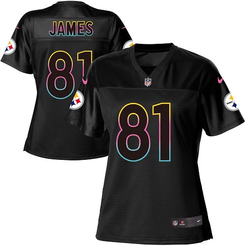 Nike Steelers #81 Jesse James Black Women's NFL Fashion Game Jersey