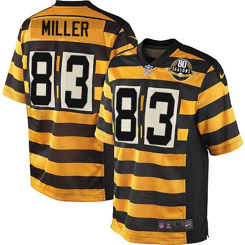 Nike Steelers #83 Heath Miller Yellow Black Alternate Men's Stitched NFL 80TH Throwback Elite Jersey