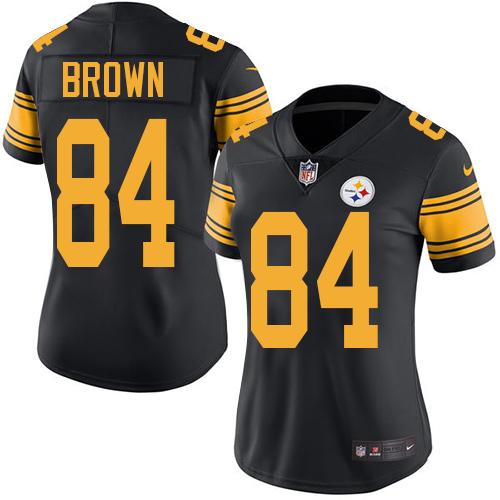 Nike Steelers #84 Antonio Brown Black Women's Stitched NFL Limited Rush Jersey