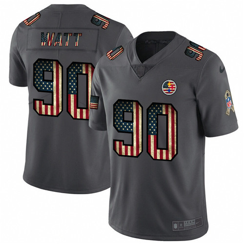 Nike Steelers 90 T.J. Watt 2019 Salute To Service USA Flag Fashion Limited Jersey