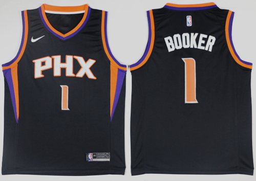 Nike Suns #1 Devin Booker Black Statement Edition NBA Swingman Jersey