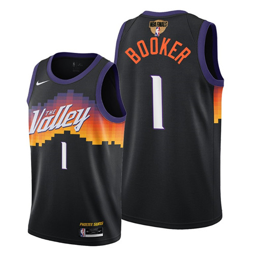 Nike Suns #1 Devin Booker Men's 2021 NBA Finals Bound City Edition Jersey Black