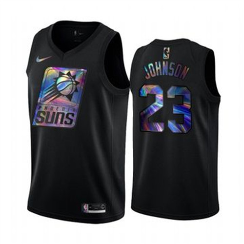 Nike Suns #23 Cameron Johnson Men's Iridescent Holographic Collection NBA Jersey - Black