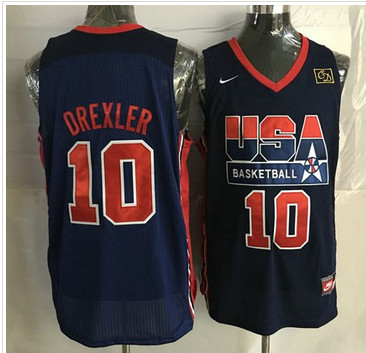 Nike Team USA #10 Clyde Drexler Dark Blue 2012 USA Basketball Retro Stitched NBA Jersey