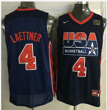 Nike Team USA #4 Christian Laettner Dark Blue 2012 USA Basketball Retro Stitched NBA Jersey