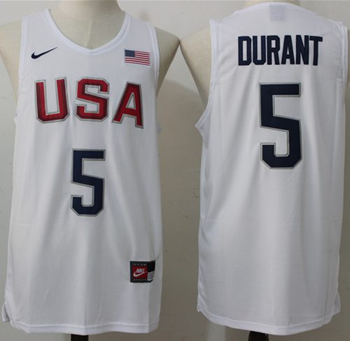 Nike Team USA #5 Kevin Durant White 2016 Dream Team Stitched NBA Jersey