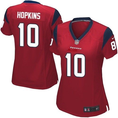Nike Texans #10 DeAndre Hopkins Red Alternate Color Women's Stitched NFL Elite Jersey