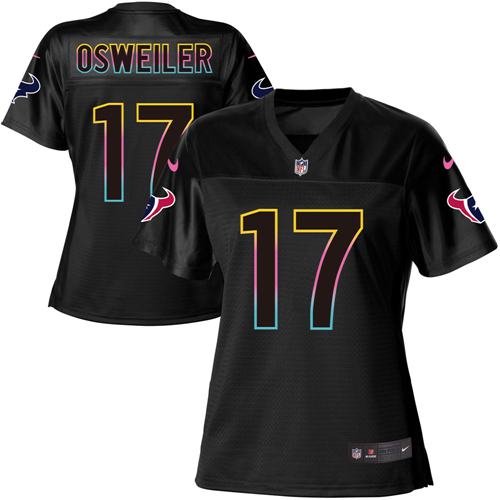 Nike Texans #17 Brock Osweiler Black Women's NFL Fashion Game Jersey