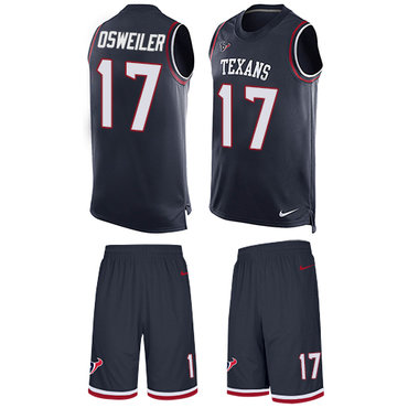 Nike Texans #17 Brock Osweiler Navy Blue Team Color Men's Stitched NFL Limited Tank Top Suit Jersey