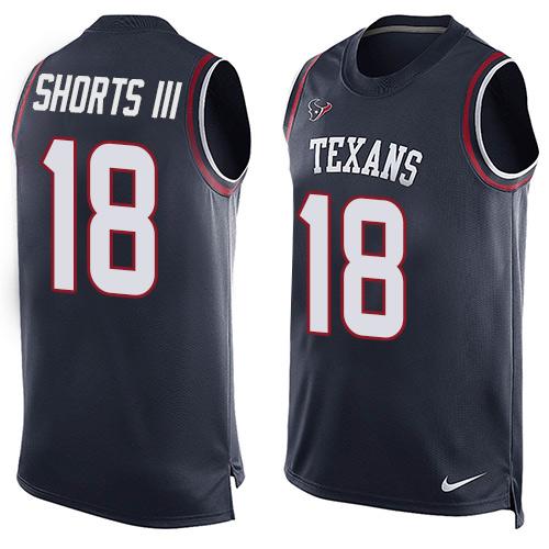 Nike Texans #18 Cecil Shorts III Navy Blue Team Color Men's Stitched NFL Limited Tank Top Jersey