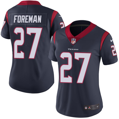 Nike Texans #27 D'Onta Foreman Navy Blue Team Color Women's Stitched NFL Vapor Untouchable Limited Jersey