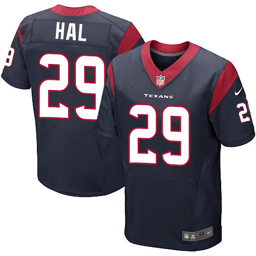 Nike Texans #29 Andre Hal Navy Blue Team Color Men's Stitched NFL Elite Jersey