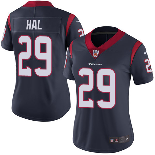 Nike Texans #29 Andre Hal Navy Blue Team Color Women's Stitched NFL Vapor Untouchable Limited Jersey