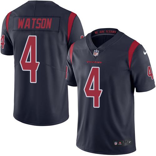 Nike Texans #4 Deshaun Watson Navy Blue Men's Stitched NFL Limited Rush Jersey