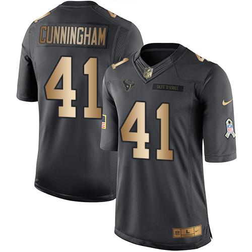 Nike Texans #41 Zach Cunningham Black Men's Stitched NFL Limited Gold Salute To Service Jersey