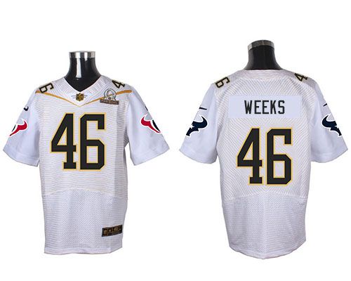 Nike Texans #46 Jon Weeks White 2016 Pro Bowl Men's Stitched NFL Elite Jersey