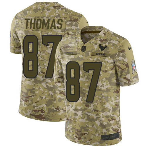 Nike Texans #87 Demaryius Thomas Camo Men's Stitched NFL Limited 2018 Salute To Service Jersey