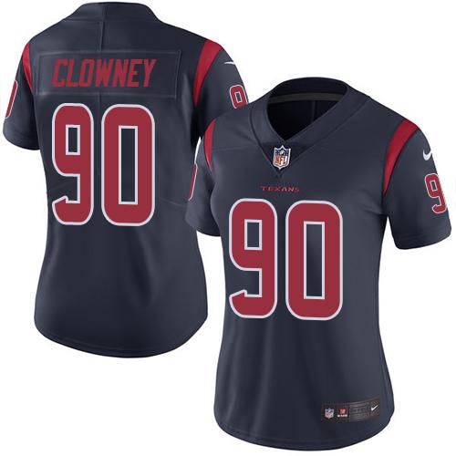 Nike Texans #90 Jadeveon Clowney Navy Blue Women's Stitched NFL Limited Rush Jersey