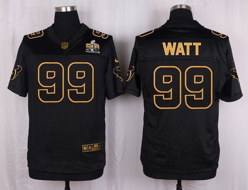 Nike Texans #99 J.J. Watt Black Men's Stitched NFL Elite Pro Line Gold Collection Jersey
