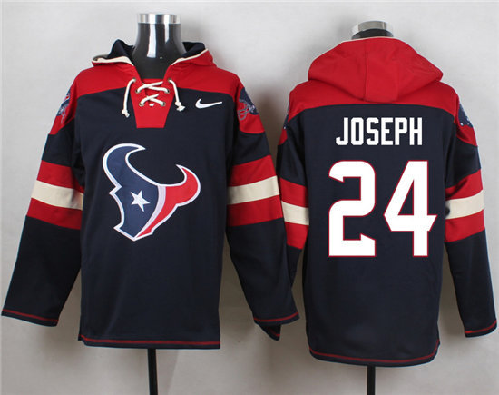 Nike Texans 24 Johnathan Joseph Navy Hooded Stitched Jersey