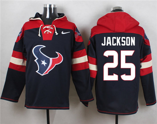 Nike Texans 25 Kareem Jackson Navy Hooded Stitched Jersey