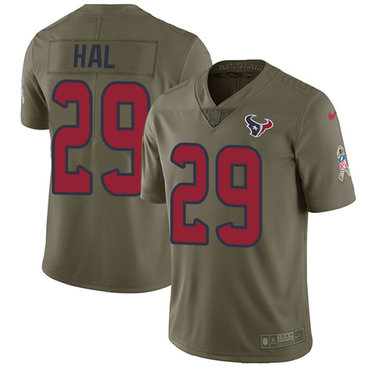 Nike Texans 29 Andre Hal Olive Salute To Service Limited Jersey