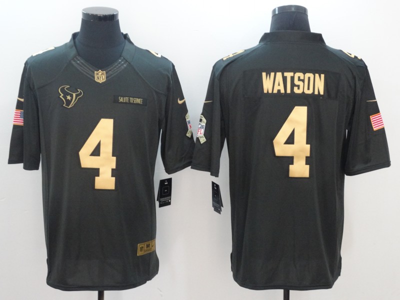 Nike Texans 4 Deshaun Watson Anthracite Gold Salute To Service Limited Jersey