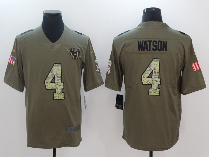 Nike Texans 4 Deshaun Watson Olive Camo Salute To Service Limited Jersey