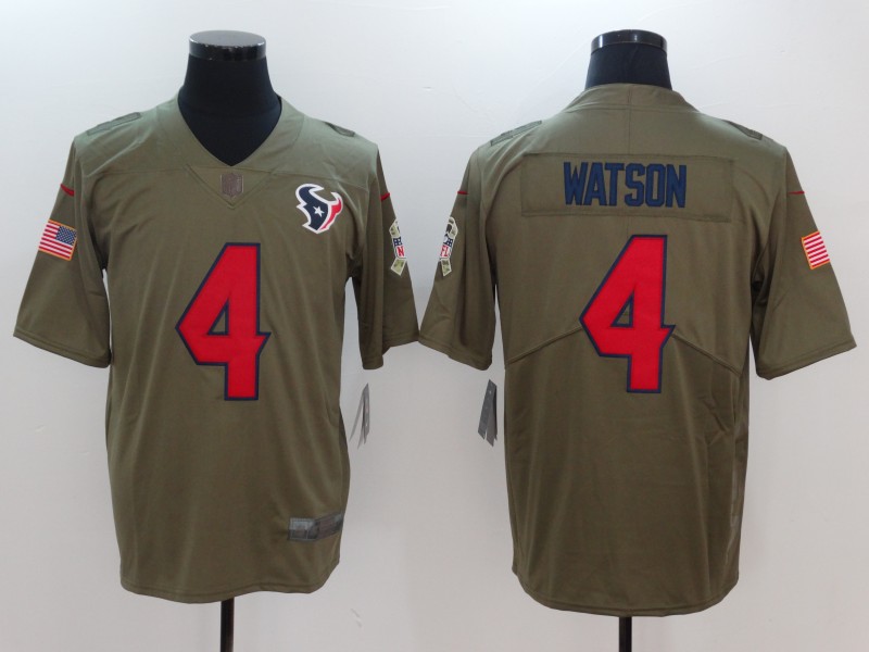 Nike Texans 4 Deshaun Watson Olive Salute To Service Limited Jersey