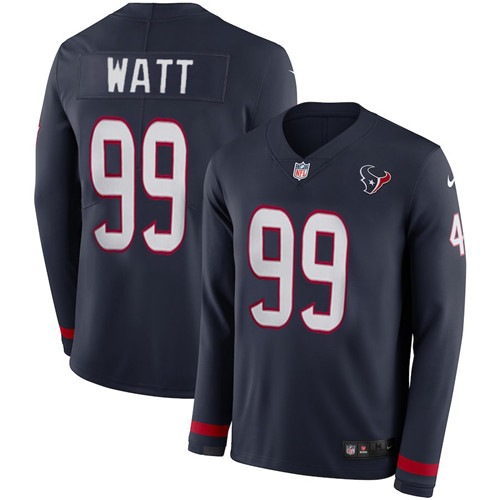 Nike Texans 99 J.J. Watt Navy Therma Long Sleeve Jersey
