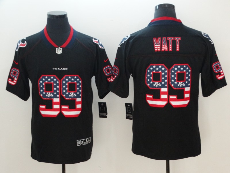 Nike Texans 99 Watt Black USA Flag Fashion Color Rush Limited Jersey