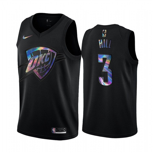 Nike Thunder #3 George Hill Men's Iridescent Holographic Collection NBA Jersey - Black