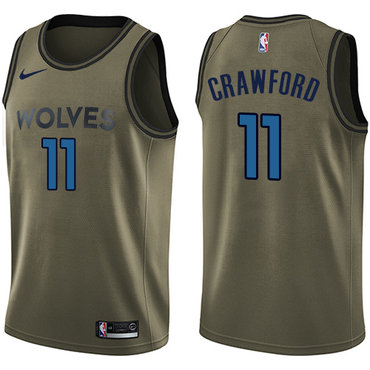 Nike Timberwolves #11 Jamal Crawford Green Salute to Service NBA Swingman Jersey