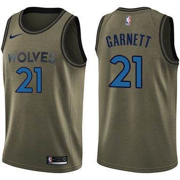 Nike Timberwolves #21 Kevin Garnett Green Salute to Service NBA Swingman Jersey