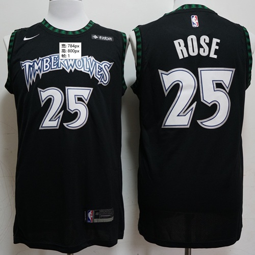 Nike Timberwolves #25 Derrick Rose Black NBA Swingman Hardwood Classics Jersey