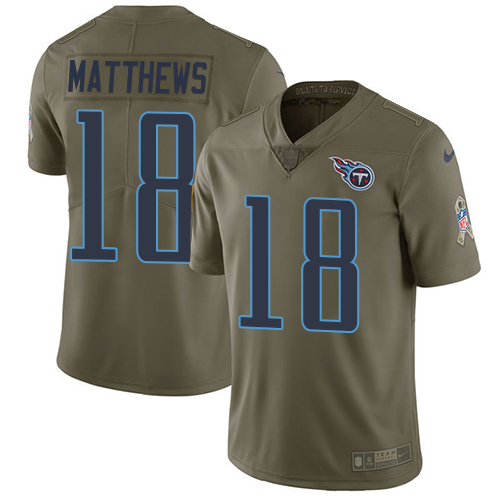 Nike Titans #18 Rishard Matthews Olive Youth Stitched NFL Limited 2017 Salute to Service Jersey