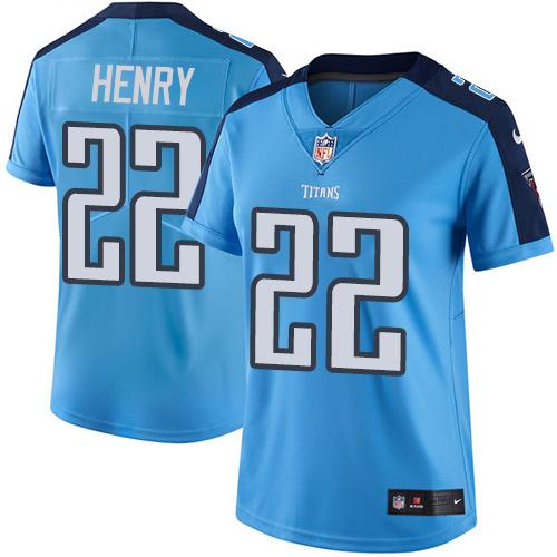 Nike Titans #22 Derrick Henry Light Blue Team Color Women's Stitched NFL Vapor Untouchable Limited Jersey
