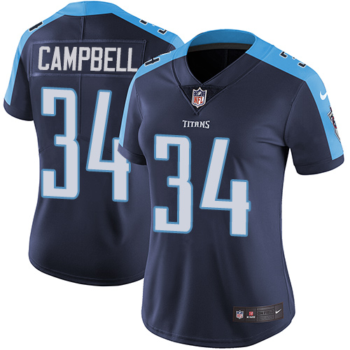 Nike Titans #34 Earl Campbell Navy Blue Alternate Women's Stitched NFL Vapor Untouchable Limited Jersey