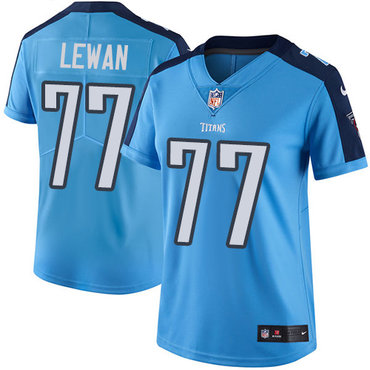Nike Titans #77 Taylor Lewan Light Blue Team Color Women's Stitched NFL Vapor Untouchable Limited Jersey