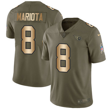 Nike Titans #8 Marcus Mariota Olive Gold Men's Stitched NFL Limited 2017 Salute To Service Jersey