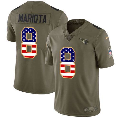 Nike Titans #8 Marcus Mariota Olive USA Flag Men's Stitched NFL Limited 2017 Salute To Service Jersey