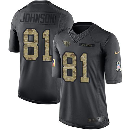 Nike Titans #81 Andre Johnson Black Men's Stitched NFL Limited 2016 Salute To Service Jersey