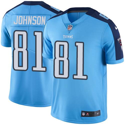 Nike Titans #81 Andre Johnson Light Blue Men's Stitched NFL Limited Rush Jersey