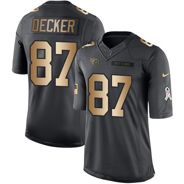 Nike Titans #87 Eric Decker Black Men's Stitched NFL Limited Gold Salute To Service Jersey