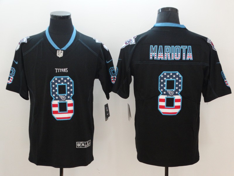 Nike Titans 8 Marcus Mariota Black USA Flag Fashion Color Rush Limited Jersey