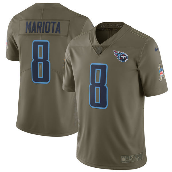 Nike Titans 8 Marcus Mariota Olive Salute To Service Limited Jersey