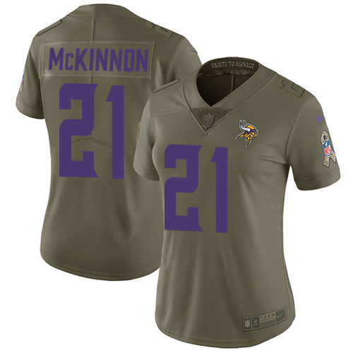 Nike Vikings #21 Jerick McKinnon Olive Women's Stitched NFL Limited 2017 Salute to Service Jersey